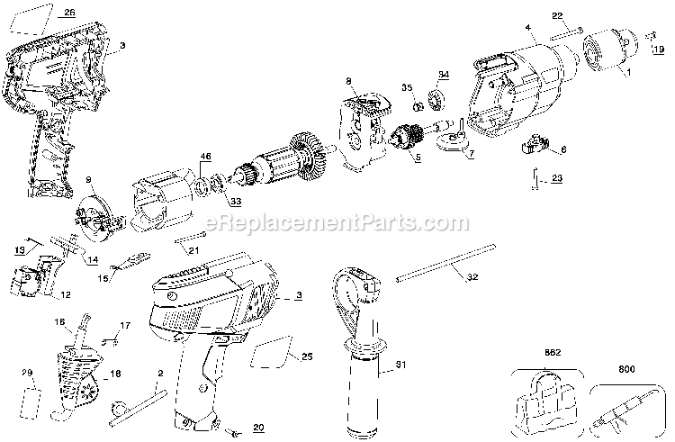 Black and Decker DR650 (Type 2) 1/2 Hammer Drill Power Tool Page A Diagram